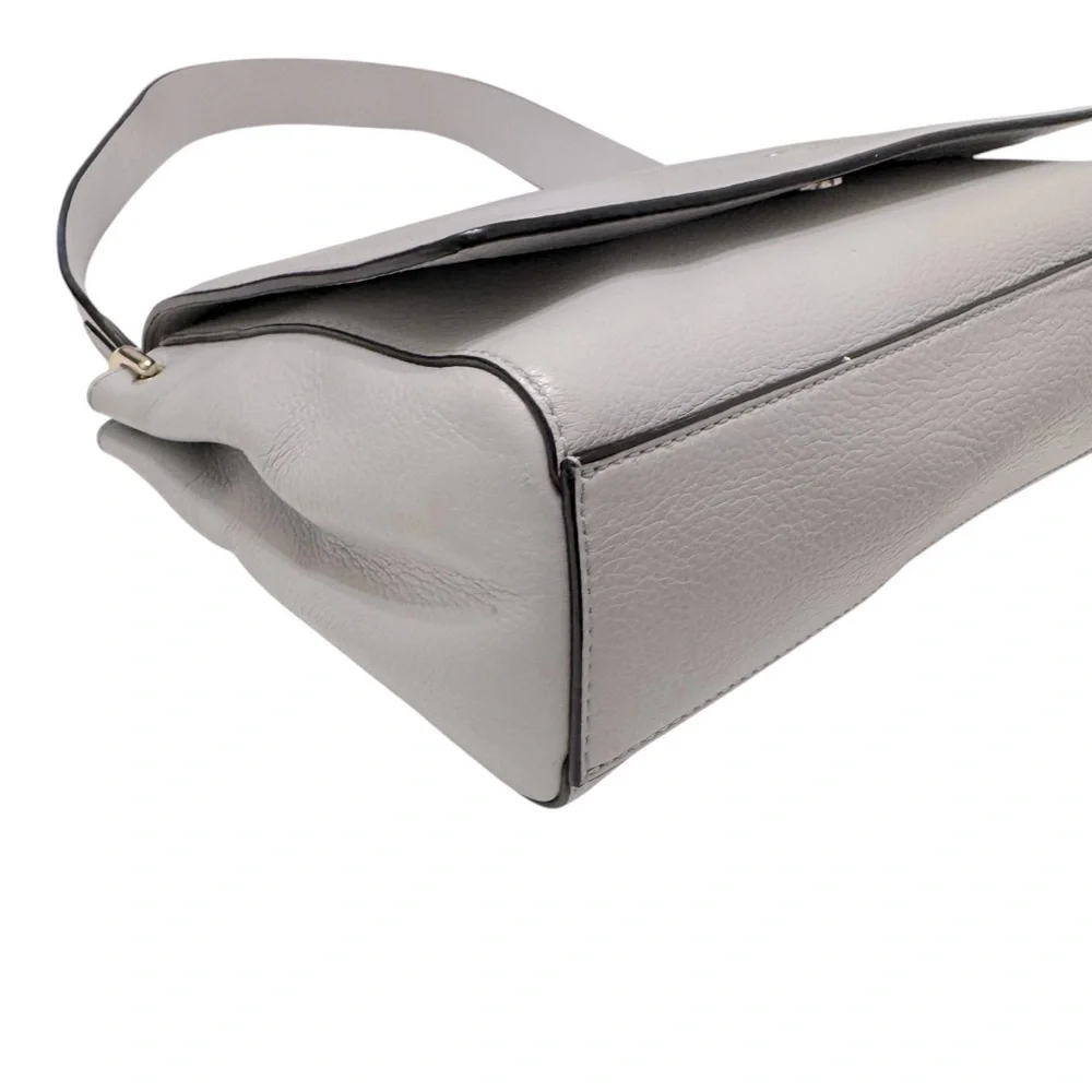 Kate Spade Adair Atwood Place Stone ice Grey Shoulder Bag Leather Gold Hardware‎
